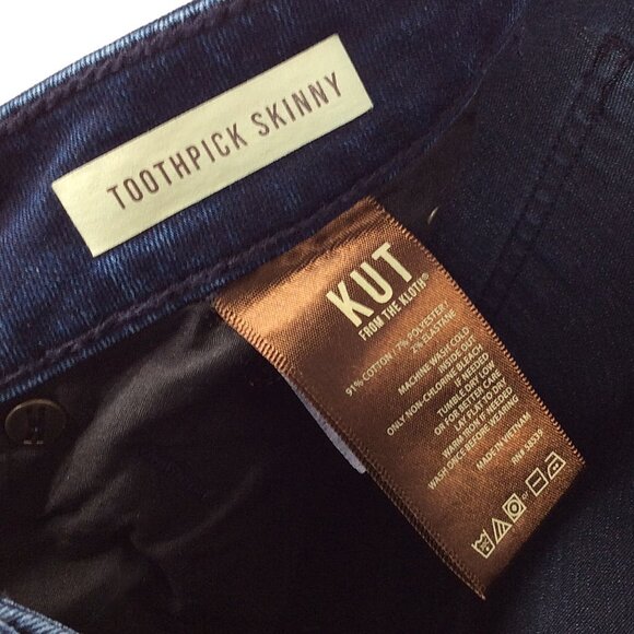 Kut from the Kloth Toothpick Skinny Jeans Womens Size 16W Blue Dark Wash Stretch - Picture 8 of 8